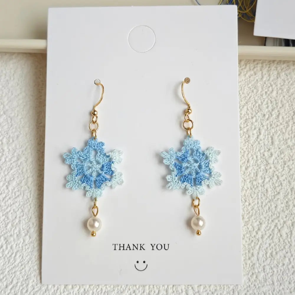 handmade earrings blue snowflake earrings
