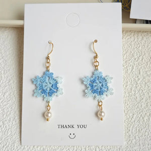 handmade earrings blue snowflake earrings