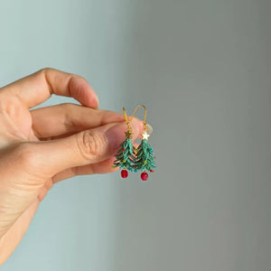 handmade christmas tree earrings