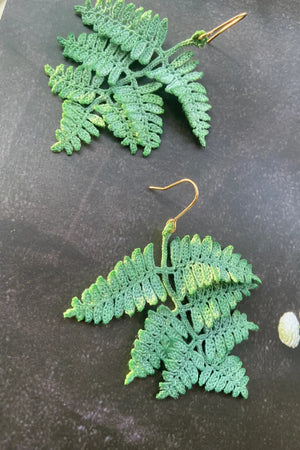 fern leaf drop earrings