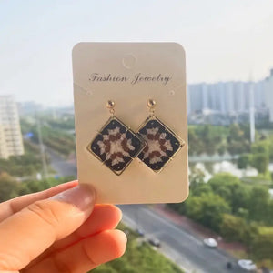 black granny square earrings