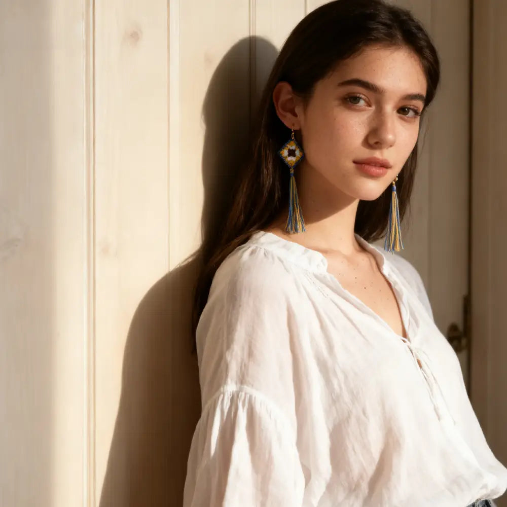 bohemian granny square earrings