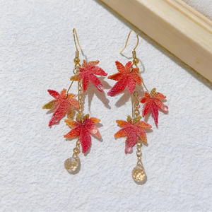 dangle maple leaf earrings