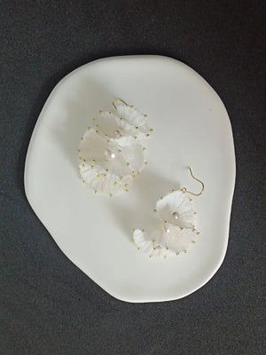 white drop earrings