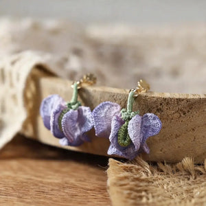 purple sweet pea flower earrings