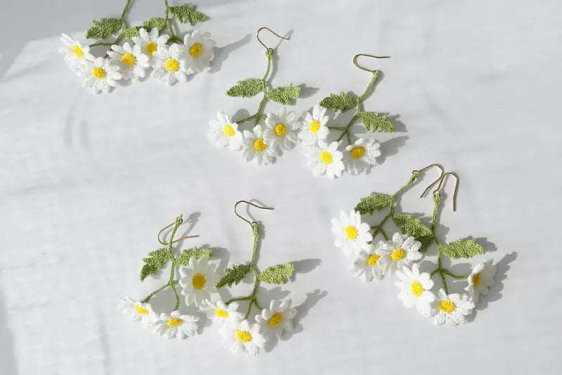 Unique Handmade Earrings that Stand Out - Micro Crochet Flower Earrings