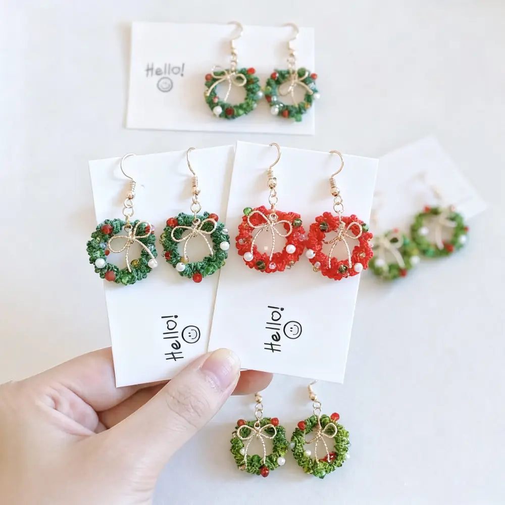 Christmas wreath earrings for Christmas outfits