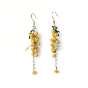 Golden Wattle Flower Earrings