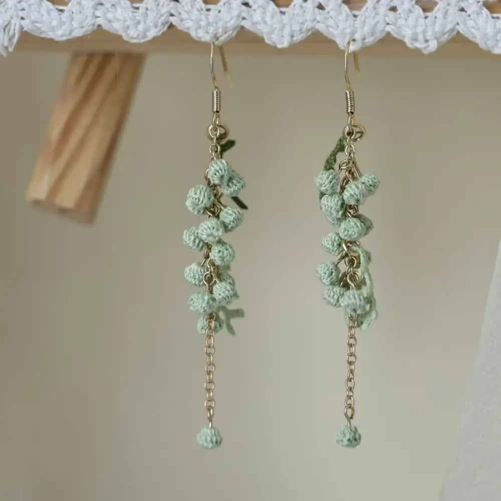 Micro Crochet Golden Wattle Earrings