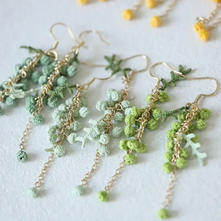 Green Golden Wattle Earrings
