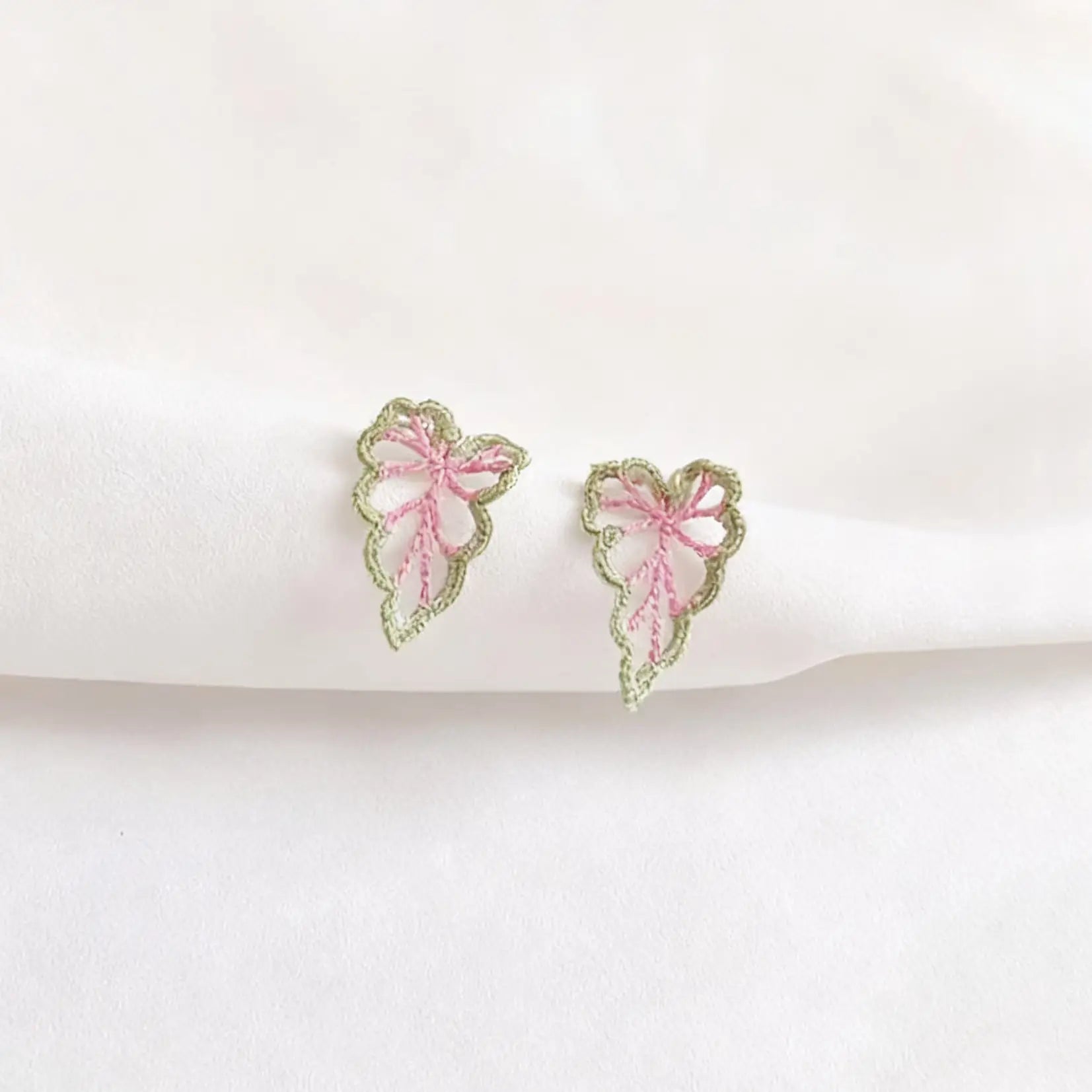 caladium leaf earrings