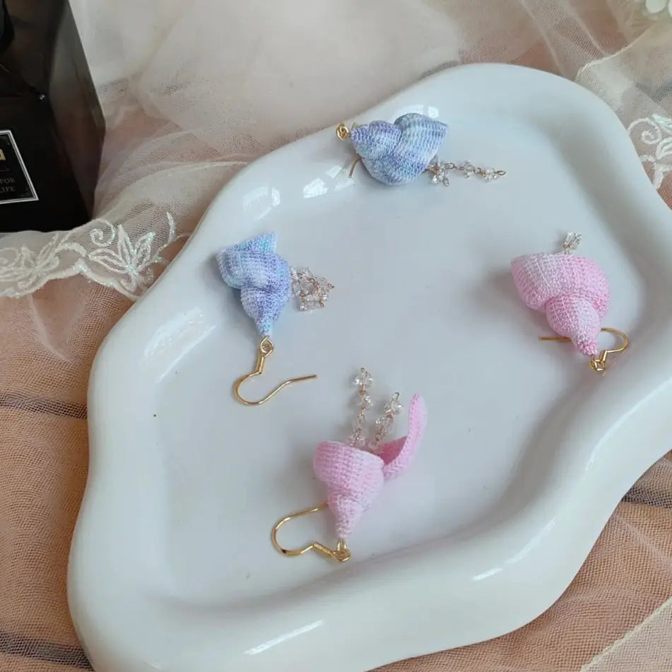 seashell earrings drop french hooks