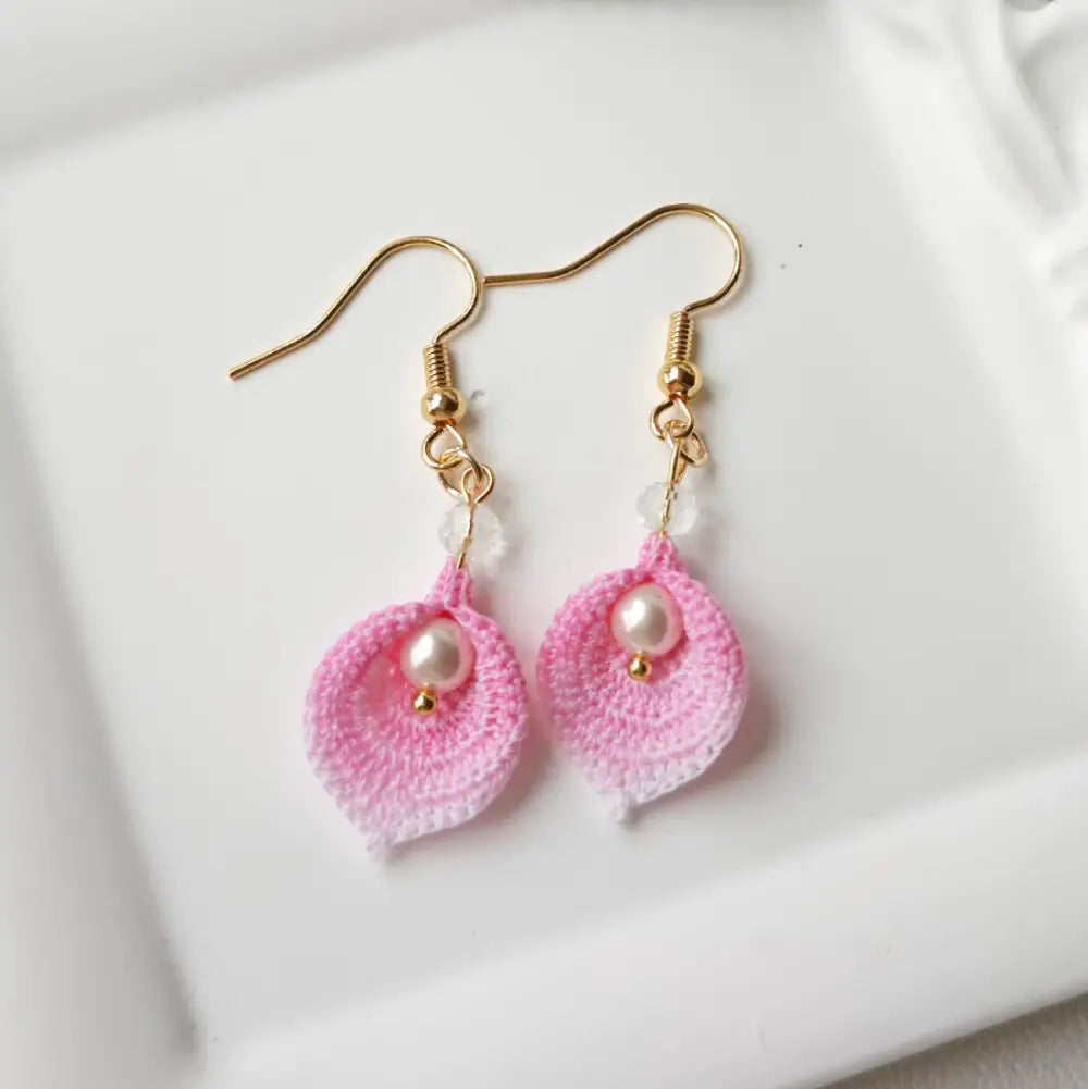 pink calla lily earrings drop flower earrings