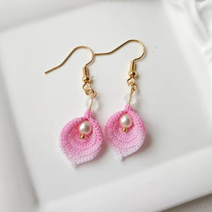 pink calla lily earrings drop flower earrings
