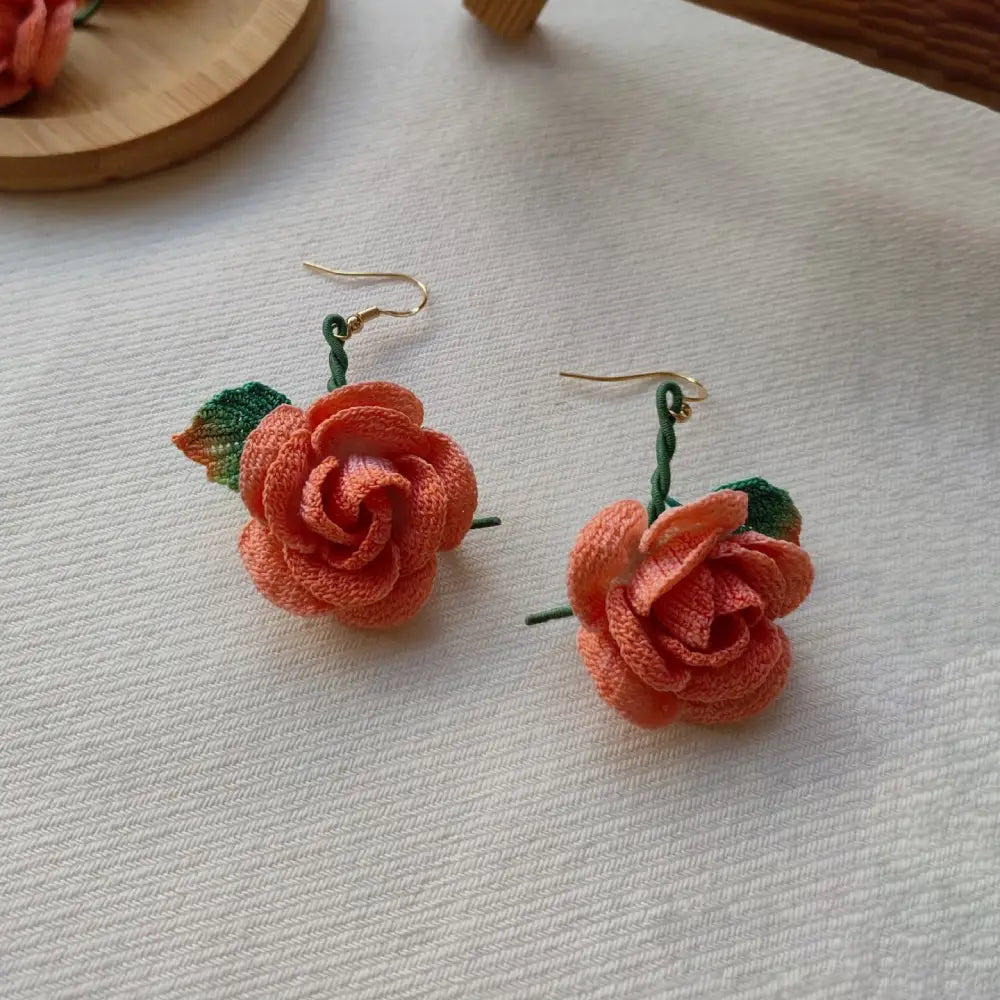 rose earrings drop handmade