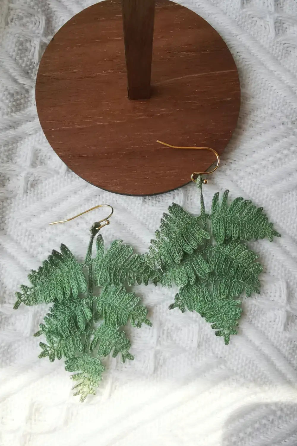 green fern leaf earrings