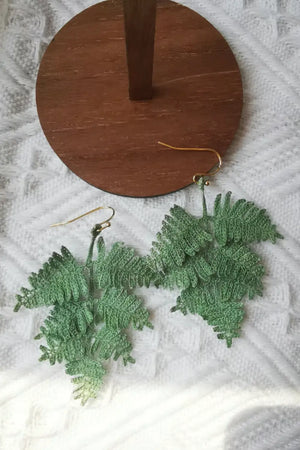 green fern leaf earrings