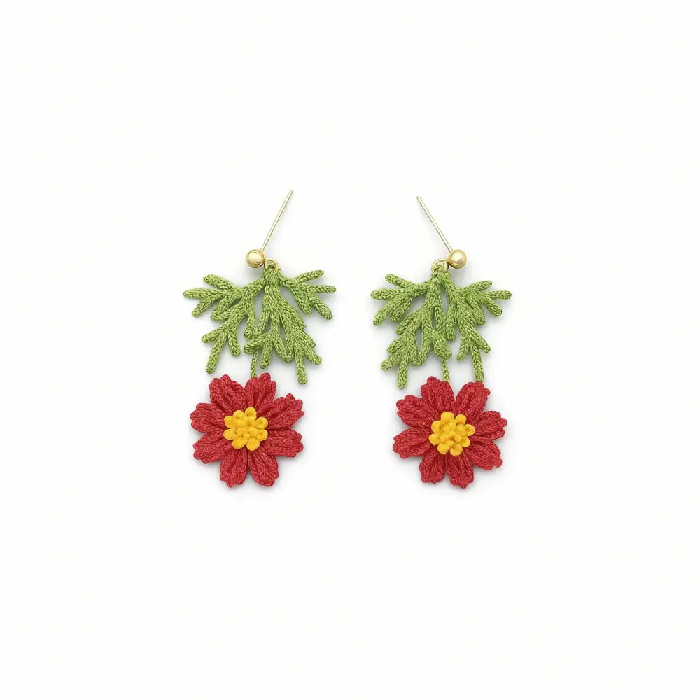 red flower earrings
