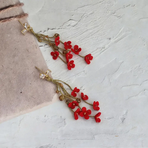 red flower earrings