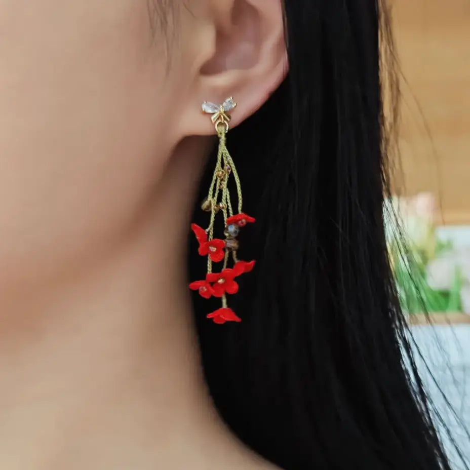drop flower earrings for her