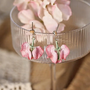 pink sweet pea drop earrings