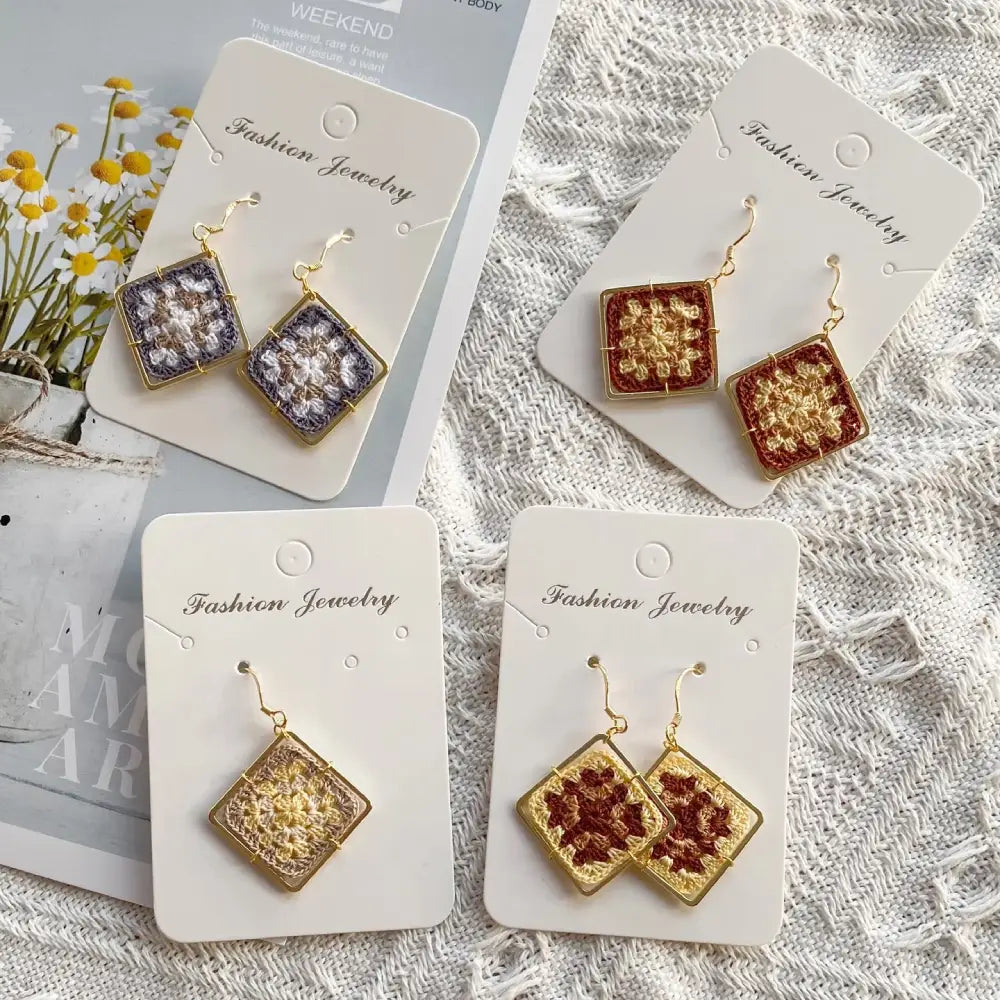 handmade granny square earrings