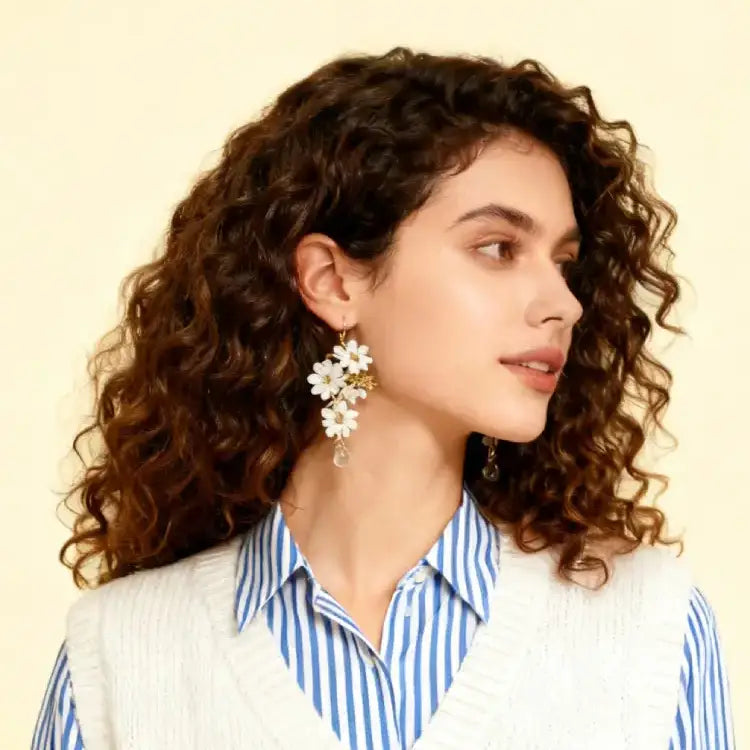 dangle daisy earrings